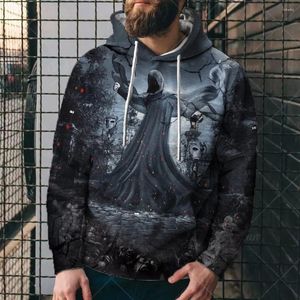 Heren Hoodies Parage Sweater 3D Skull Dark Print European en Amerikaanse losse Hooded Men Clothing Oversized hoodie