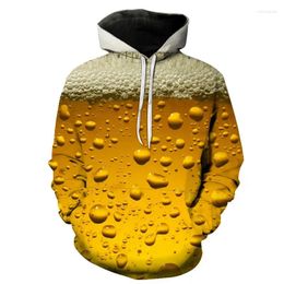 Heren Hoodies Creatief Fun Food Bier Herfst en Winter Dames Truien 3D Printing Knap Verdikking Mode Persoonlijkheid