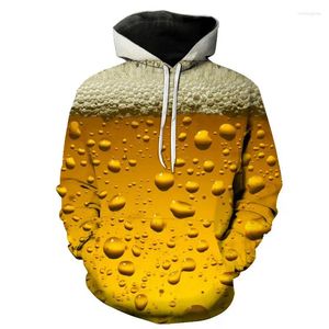 Sweat à capuche pour hommes et femmes, impression 3D, créatif, amusant, nourriture, bière, automne et hiver, beau, épais, personnalité à la mode