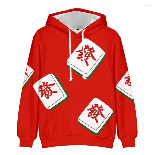 Sudaderas con capucha creativas para hombre/mujer, moda de manga larga China Mahjong, sudadera con estampado 3D, chaquetas de calle Harajuku