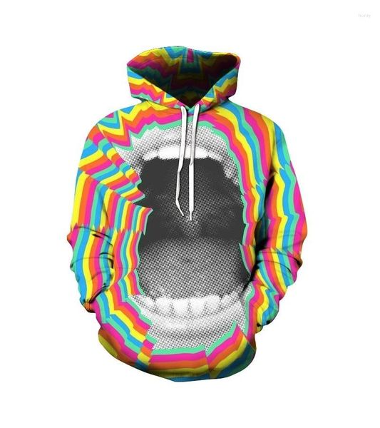 Sudaderas con capucha para hombre Impresión creativa 3D Boca grande Tendencia Sudadera con capucha Hombres y mujeres Modelos regulares 68