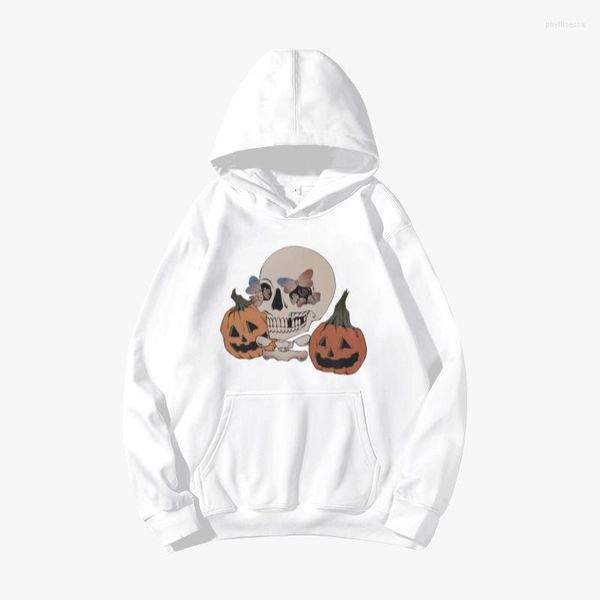 Hommes Hoodies Creepy Squelette Style Homme Chaud En Peluche Sportswear Rue Femmes Polyester À Capuche À Manches Longues Vêtements Art Abstrait Harajuku