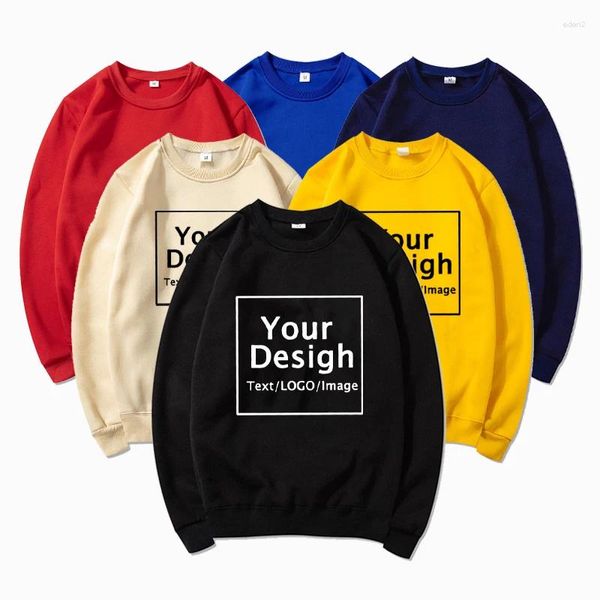 Sweats à capuche pour hommes Logo personnalisé Sweat-shirts à col rond Hommes Femmes Votre marque de conception imprimée Harajuku Mode Casual Polaire DIY Cadeau Couple Pulls