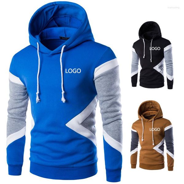 Sweats à capuche pour hommes Logo personnalisé à capuche Pull à manches longues Pull Couleur mélangée Slim Fitting Drawsting Top Fashion Casual Sport Clothing