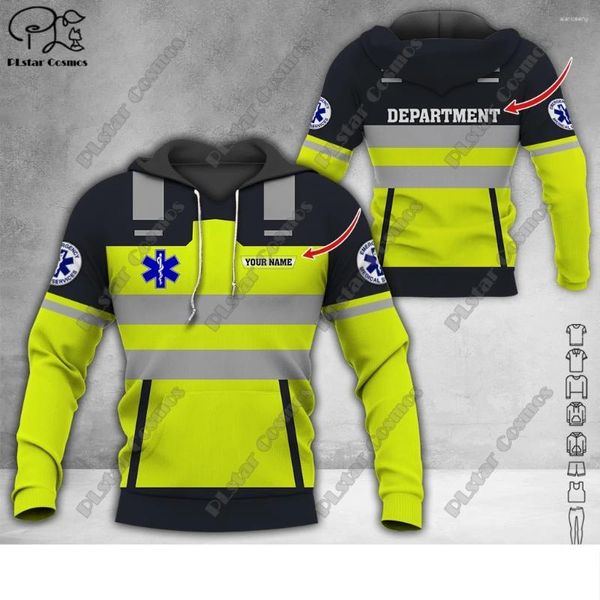 Sudaderas con capucha para hombre, uniforme de servicio médico de emergencia EMS con nombre personalizado, Sudadera con capucha con estampado 3D, jersey/sudadera/cremallera A9