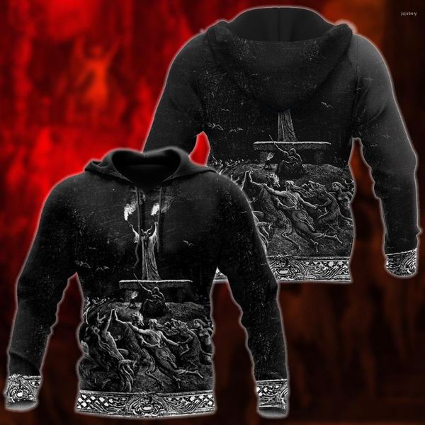 Sudaderas con capucha para hombre, jersey informal divertido con calavera gótica de Satan Devil Ghost, ropa de calle a la moda con estampado 3D, chaqueta con cremallera para hombre y mujer