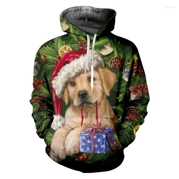 Sudaderas con capucha para hombre, bonito perro con regalo de Navidad, 2023 S, talla europea, Tops para hombre/mujer, ropa de Navidad, suéter con estampado 3D