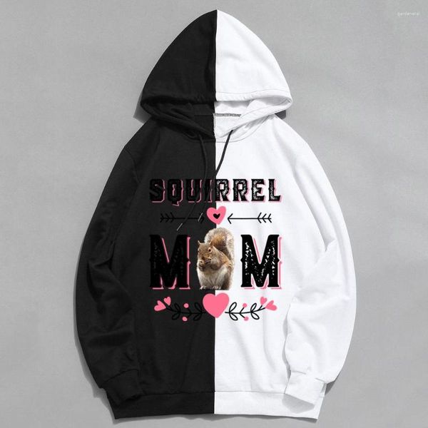 Sudaderas con capucha para hombre Cute Squirrel Mom Grunge Y2K Top Patchwork Hombres Ropa Coreana Casual Tallas grandes Sudadera 2023 Primavera Ropa femenina