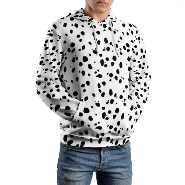 Hoodies masculins Dalmatian Dog Imprimé décontracté homme mignon Points Dots Sweat à capuche Longs à manche
