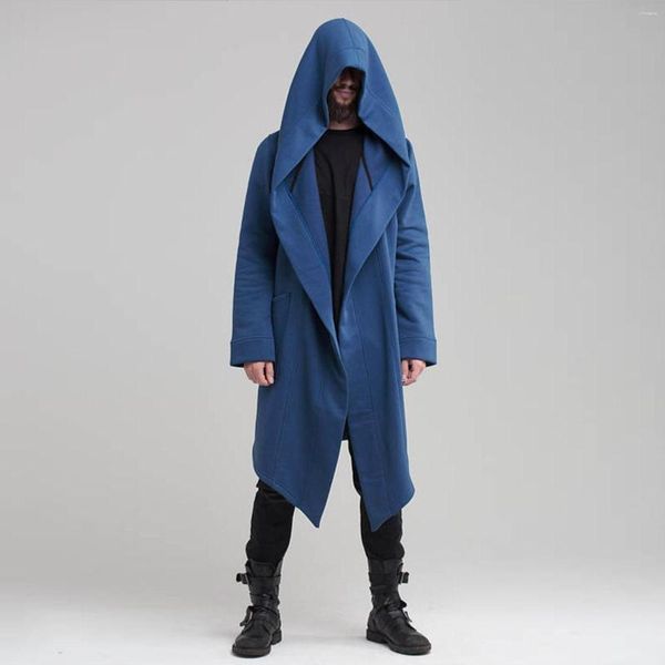 Hommes Hoodies Style Foncé Solide Couleur Long Cardigan Manteau À Capuche Pull Manteau Veste Mode À Capuche Hommes Sweats