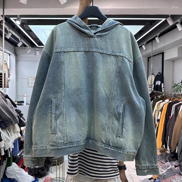 Sweats à capuche pour hommes Denim Jeans Sweatshirts Hommes Femmes Oversize Harajuku Tissu lourd lavé Vintage à capuche décontracté Pulls à capuche Streetwear Y2k
