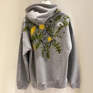 Herenhoodies Designer Hoodie Herfst en Winter Borduren Paardebloem Bloemenpatroon Heren Dames Casual los sweatshirt met capuchon