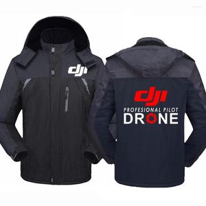 Sweats à capuche pour hommes DJI Professional Pilot Drone Print Hommes Hiver À La Mode Épaissir Polaire Vestes Coupe-Vent Coton Rembourré Vêtements