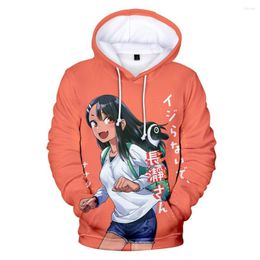 Mannen Hoodies Don't Toy With Me Miss Nagatoro Anime Vrouwen Mannen 3D Prints Hooded Sweatshirt Mode Streetwear Trui Trainingspak