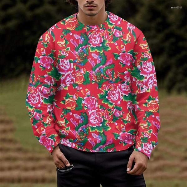 Sweats à capuche pour hommes Dongbei Flower Graphic Sweatshirts Mode Ity Outfit Pulls pour hommes Vêtements Roman Bohême Y2K Manches longues Femmes Tops