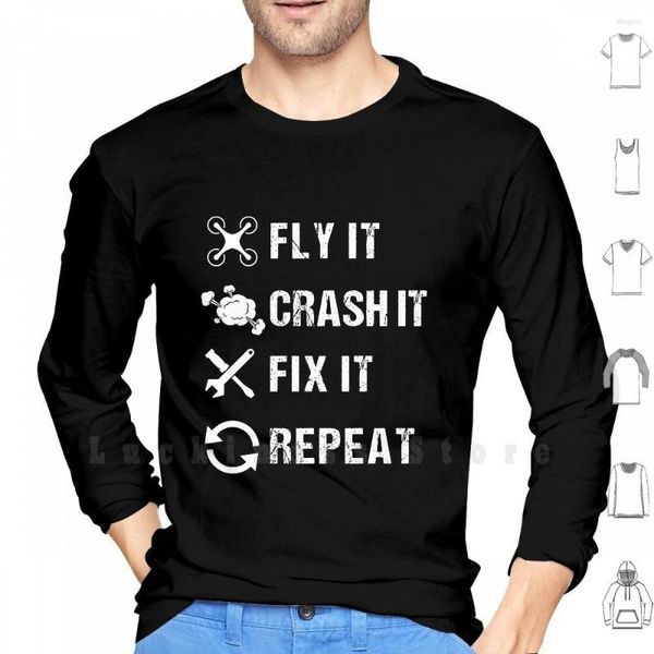 Sudaderas con capucha para hombre Drone Uav | It Crash Fix Repeat Sudadera con capucha Manga larga Flying Everyday