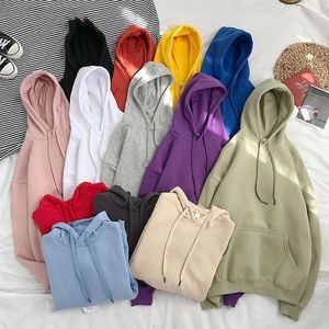 Sweats à capuche pour hommes E-BAIHUI décontracté ample couleur Pure sweat à capuche surdimensionné Plus veste polaire mode chaud Couple porter