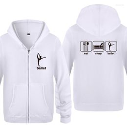 Hommes Hoodies EAT SLEEP BALLET Nouveauté Drôle Hommes Polaire À Manches Longues À Capuche Zipper Veste Sweat Hiver Homme Fitness À Capuche Manteau