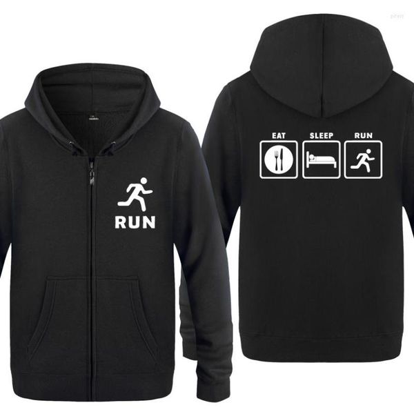 Sudaderas con capucha para hombre Eat Sleep Run, sudaderas de Humor creativo para hombre, cárdigans de lana con cremallera para hombre 2023