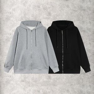 Sudaderas con capucha para hombre Suéter tipo cárdigan con capucha bordado eléctrico con tejido de algodón puro engrosado para hombres y mujeres Costilla de alta calidad de ajuste holgado