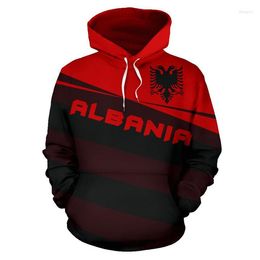 Heren Hoodies Est Albanië Land Vlag Mode Trui Lange Mouwen Grappig Trainingspak Unisex 3DPrint Rits/Hoodies/Jas