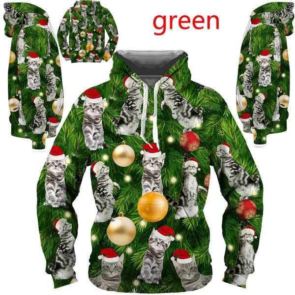 Sudaderas con capucha para hombre Est moda Navidad lindo Animal 3d Sudadera con capucha divertida impresa pulóver Hip Hop Casual sudadera