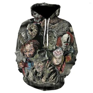 Sweats à capuche pour hommes Est Film d'horreur Chucky 3D Sweat à capuche imprimé Vestes de mode Pulls Automne Vêtements d'extérieur décontractés Unisexe Grande taille S-6XL