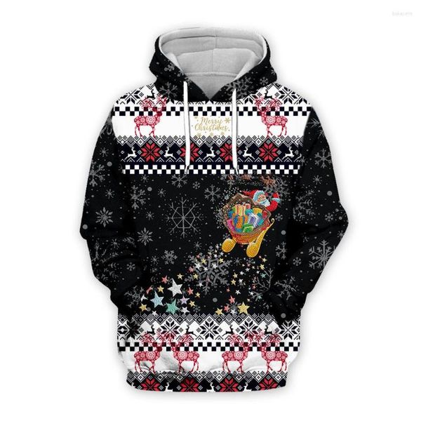 Sweats à capuche pour hommes Est Joyeux Noël Sweatshirts Décoration Hommes Femmes Famille Casual Polyester 002