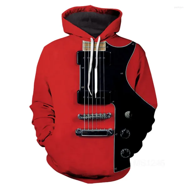 Sudaderas con capucha para hombre Est Red Guitar Impresión 3D Hombres Mujeres Harajuku Moda Sudadera Unisex Fsahion Otoño e Invierno Tops Drop