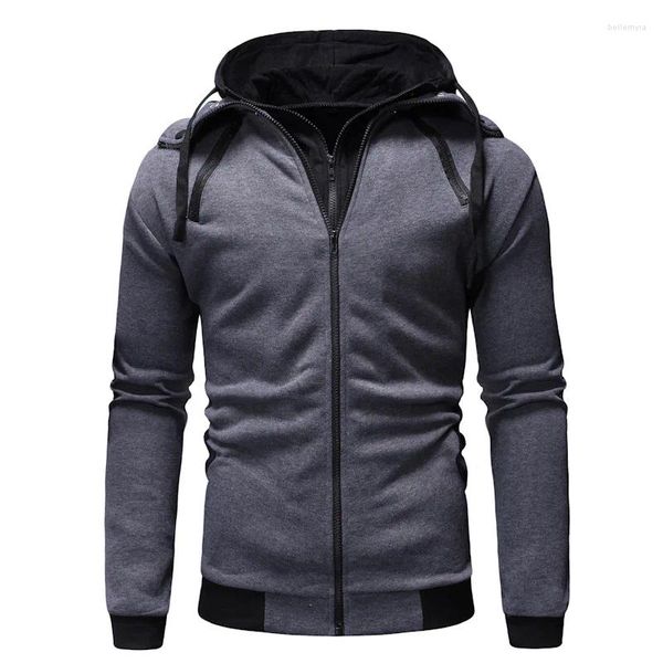 Sweats à capuche pour hommes européens et américains décontracté fermeture éclair sweats à capuche veste Streetwear automne mâle survêtement ample couverture en coton