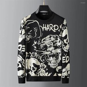Men's Hoodies European Senior Tiger Drill Printed Sweater Autumn And Winter Trend Casual Large Round Neck Sports Pullover Men