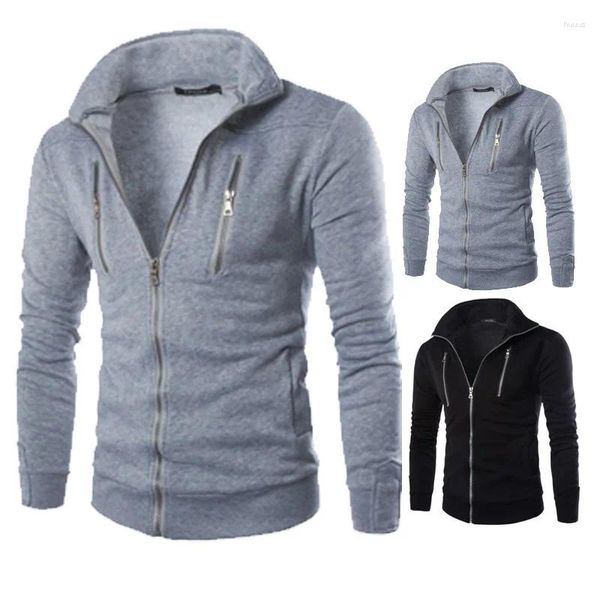 Sweat à capuche pour hommes, taille européenne, pour le commerce extérieur, couleur unie, Cardigan Simple à fermeture éclair, décontracté, printemps et automne