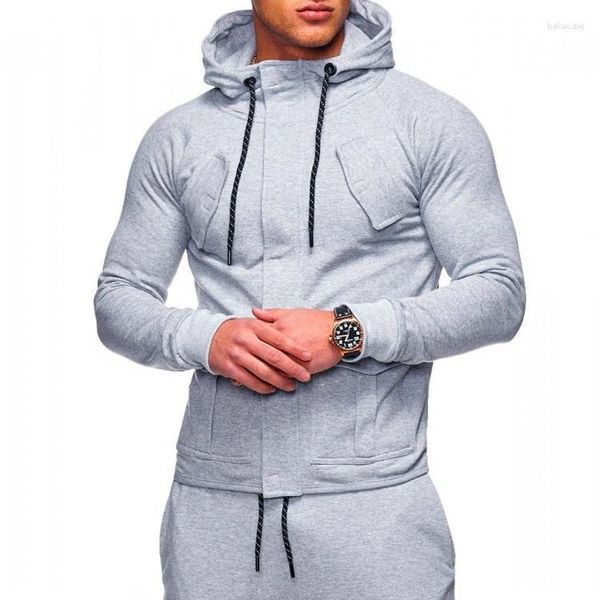 Sweats à capuche pour hommes taille européenne à capuche homme veste mince 2023 printemps Sports de plein air décontracté cordon sweat manteau gris noir M-3XL