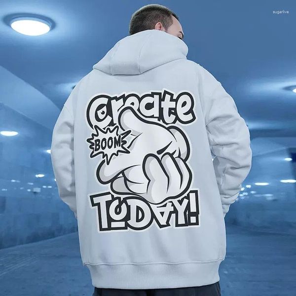 Hommes Hoodies F FILLES High Street Dessin Animé Doigt Graphique Sweats À Capuche Pour Hommes Automne Surdimensionné Rétro Couples Y2k Sudadera