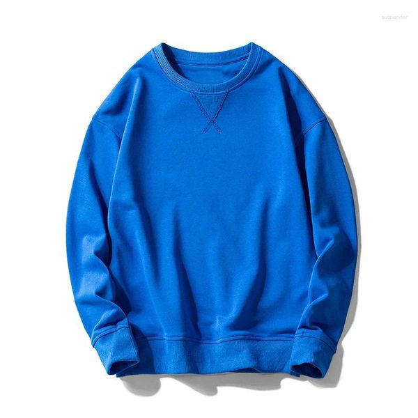 Sweats à capuche pour hommes Fourniture d'usine T-shirts à manches longues Hommes Chemises amples de grande taille en coton pur décontracté Pull à col rond Couleur unie