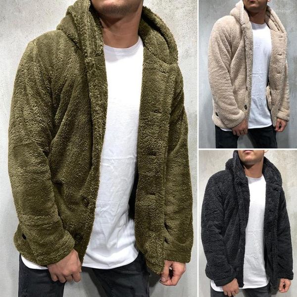 Sweats à capuche pour hommes automne et hiver vêtements à simple boutonnage mode ample veste à capuche pull vêtements manteau mâle couleur unie