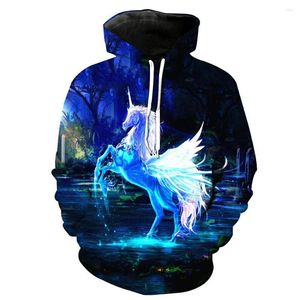 Sweats à capuche pour hommes automne Harajuku à capuche hommes et femmes cheval surdimensionné impression 3D pull à manches longues sweat à capuche