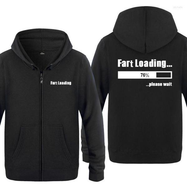 Sweats à capuche pour hommes Fart Loading Joke Funny Hoodis Hommes Polaire À Manches Longues Hip Hop Zipper Veste Manteaux Hiver Casual Man Street Pull Sweat