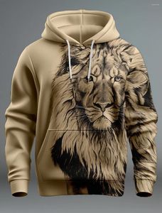 Sweats à capuche pour hommes Mode 3D Lion Print pour hommes Funny Animal Pattern Sweatshirts Hip Hop Tendance Harajuku Automne Vêtements Pull surdimensionné