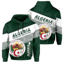 Sweats à capuche pour hommes Mode Afrique Pays Algérie Drapeau Tatouage Rétro Survêtement 3DPrint Harajuku Casual Streetwear Pull Funny Jacket L