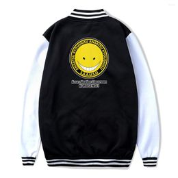 Sweats à capuche pour hommes mode Anime Koro Sensei assassinat salle de classe impression Baseball uniforme veste Sport manteau