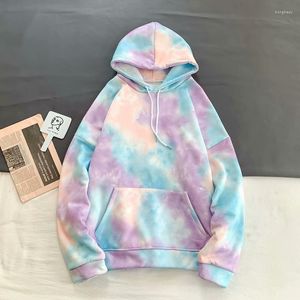 Hommes Hoodies Marque De Mode 2023 Automne Mâle Casual Tie-dye Pull Avec Velours Capuche Lâche Long SleeveD02