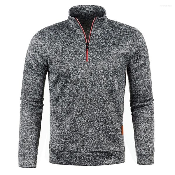 Sweat à capuche pour hommes, mode décontractée, manches longues, col mi-haut, fermeture éclair, pulls, hauts, vêtements de Sport