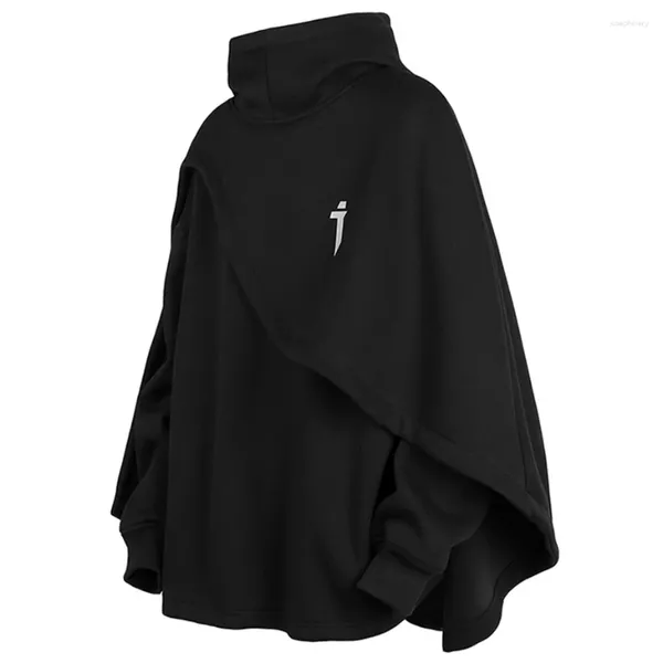 Sudaderas para hombres Moda Claak Men Techwear Sheetwear sudaderas con capucha Black Grey Darkwear de gran tamaño sudadera de cuello alto unisex