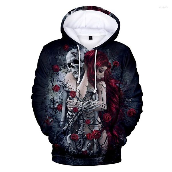 Sudaderas con capucha para hombre moda Cool Hip Hop Skull Rose 3d pulóver hombres mujeres Sudadera con capucha manga larga Harajuku Homme sudaderas con capucha Tops