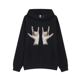 Sweats à capuche pour hommes Mode High Street Surdimensionné Hip Hop Doigt Imprimé Streetwear Sweat Coupe Ample Y2K Pull À Capuche Hauts À Capuche