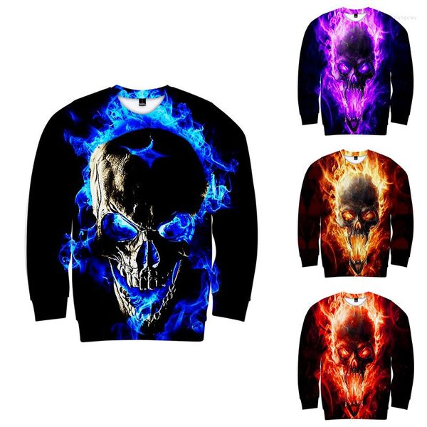 Sudaderas con capucha para hombre, moda Hip Hop Flame Skull, jersey 3d, disfraz para hombre y mujer, sudaderas sin tapa, sudadera de manga larga con cuello redondo para hombre, Top 4XL