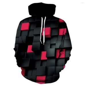 Heren Hoodies Fashion Men Hoodie 3D Cool Plaid Diamond Men/Women Casual Harajuku Style Brand Black Sweatshirt