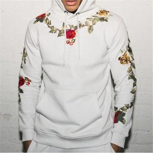 Heren Hoodies Fashion Men Lange mouw Warme pullover Rose bloemenprint Hapleed Sweatshirt Mannelijke hoodie Casual sportkleding Streetwear