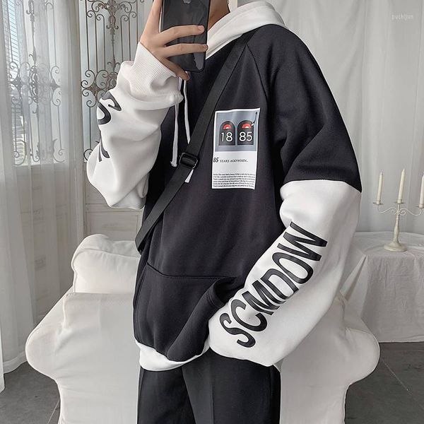 Sudaderas con capucha para hombre -Abrigo de moda para hombre 2023 Manga larga Versión coreana Trendy Slouch Pullover Streetwear Chándal para hombres